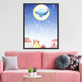 Walvis op de Maan Canvas Afdruk (Insitu (Woonkamer))