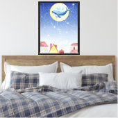 Walvis op de Maan Canvas Afdruk (Insitu (Slaapkamer))