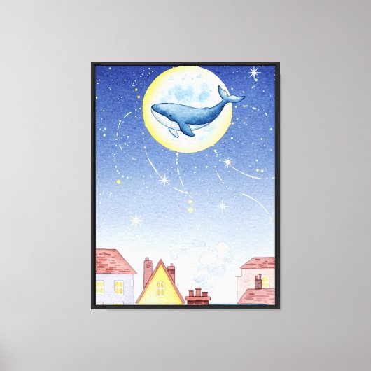 Walvis op de Maan Canvas Afdruk (Voorkant)