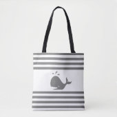 walvis op grijze en witte gestripte Canvas tas (Voorkant)