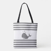walvis op grijze en witte gestripte Canvas tas (Achterkant)