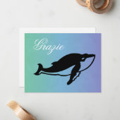 Walvis op Italiaans Bedankt Notitiekaartje (Voorkant / Achterkant in situ)