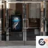 walvis op maanlicht raamsticker (Kantoordeur)