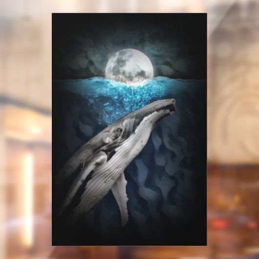 walvis op maanlicht raamsticker (Vel 2)