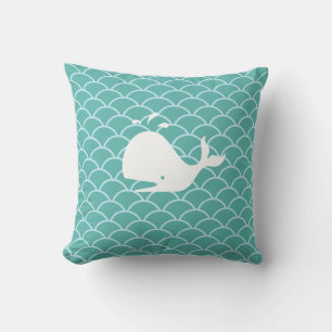 Walvis op turquoise golven kussen