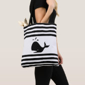 Walvis op zwart-wit gestreepte Canvas tas (Dichtbij)