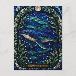 Walvis Open Oceaan Illumina Glas in Lood Briefkaart