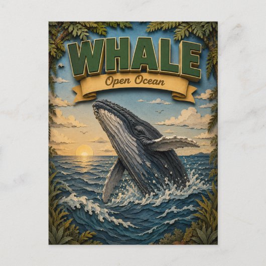 Walvis Open Oceaan POPCUT Briefkaart (Voorkant)