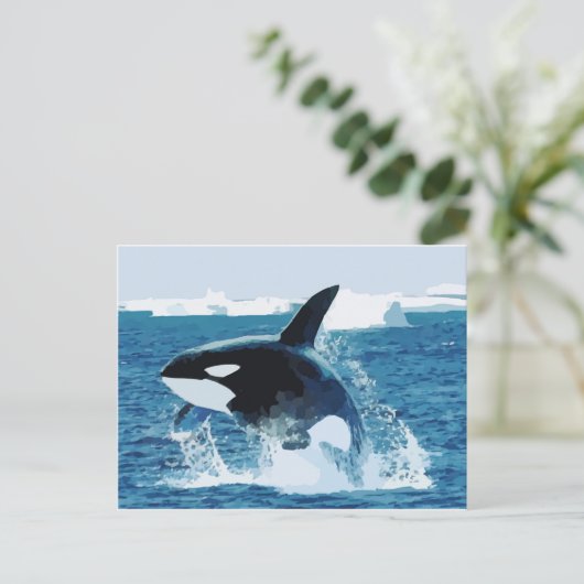 walvis Orca Water Animal Zee Ocean Fish Peace Love Briefkaart (Staand voorkant)