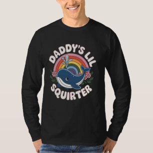 Walvis Papa's Kleine Spuitende Cute Regenboog Walv T-shirt