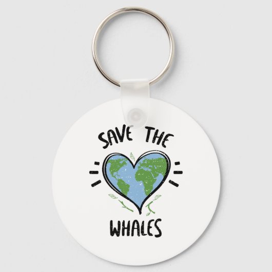 Walvis redt de walvisdag van aardse Gezegden Sleutelhanger (Voorkant)