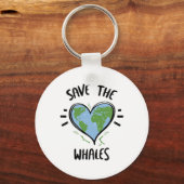 Walvis redt de walvisdag van aardse Gezegden Sleutelhanger (Voorkant)