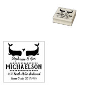 Walvis retour adresstempel - Trouwdieren Rubberstempel (Gestempeld)