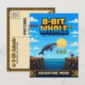 Walvis, Retro 8-Bit Pixelkunst Briefkaart (Voorkant / Achterkant)
