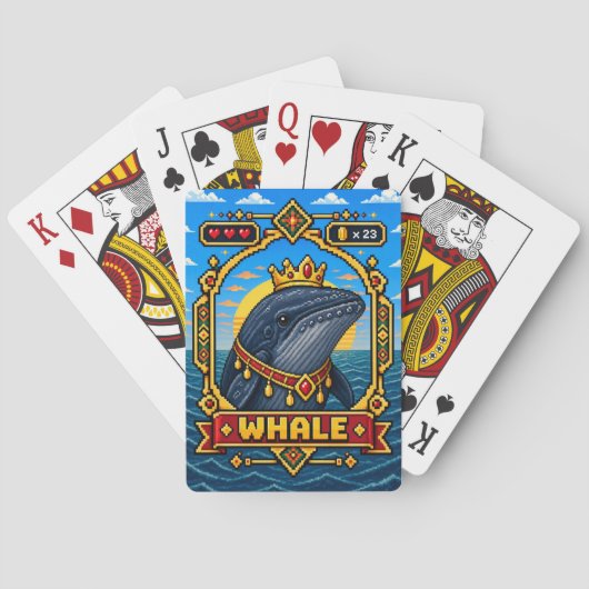 Walvis Retro 8-Bit Pixelkunst Pokerkaarten (Achterkant)