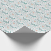 Walvis Schattige Baby Pastel Waterverf Patroon Cadeaupapier (Hoek)