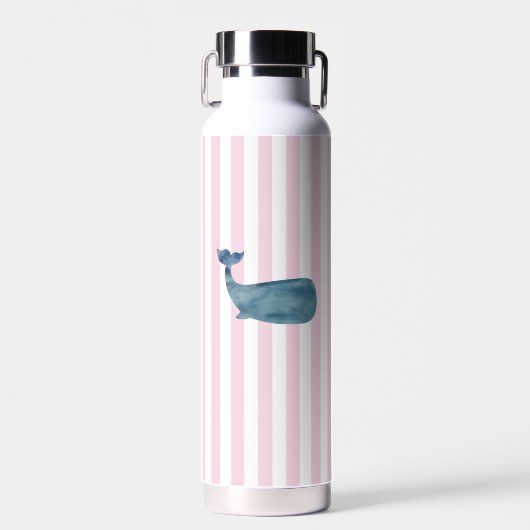 Walvis Schildering Roze Streep Nautilus Waterfles (Voorkant)