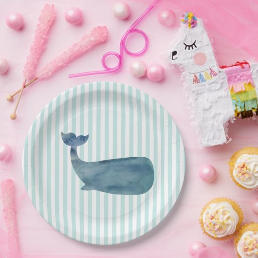 Walvis silhouet nautische schilderij oceaan papieren bordje (Feest)