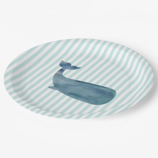 Walvis silhouet nautische schilderij oceaan papieren bordje (Gekanteld)