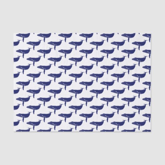 walvis silhouet tekening blauw tissuepapier (Voorkant)