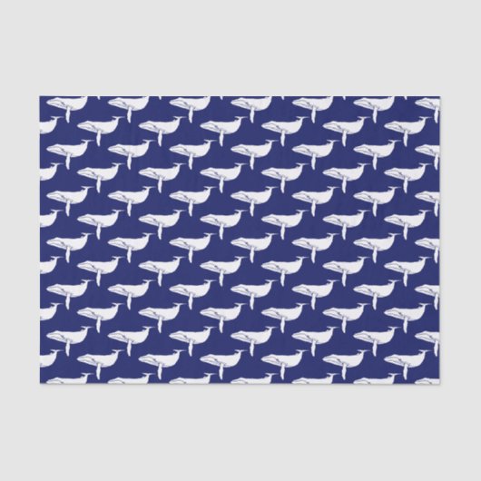  walvis Silhouette Tekening White Blue Tissuepapier (Voorkant)