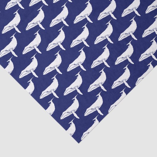 walvis Silhouette Tekening White Blue Tissuepapier (Detail)