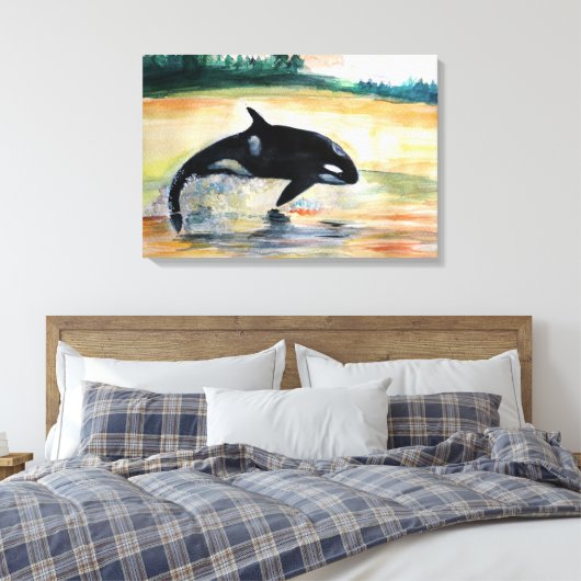 Walvis Single Print wanddecor (Insitu (Slaapkamer))