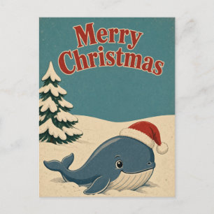 Walvis Sneeuw Grond Dier Kerstmis Briefkaart