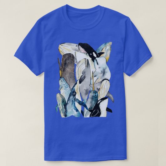 Walvis stapel waterverf schilderij t-shirt (Design voorkant)