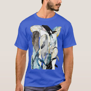 Walvis stapel waterverf schilderij t-shirt