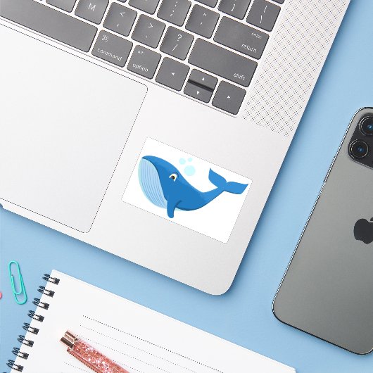 walvis sticker (Laptop met iPhone)