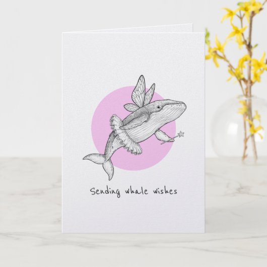 Walvis stuurt goede wensen grapjes kaart (Gele Bloem)