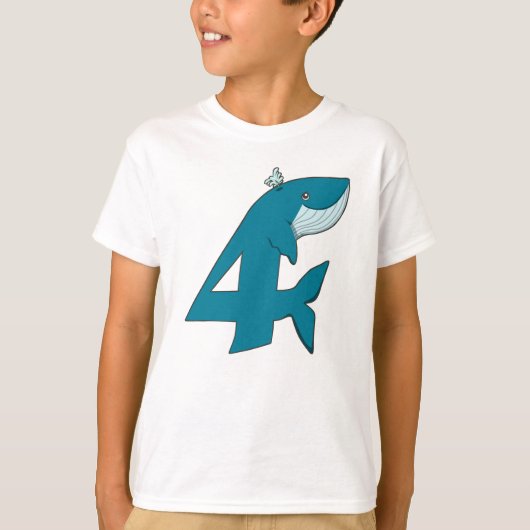 Walvis T-shirt ontwerp voor kinderen 4e verjaardag (Voorkant)