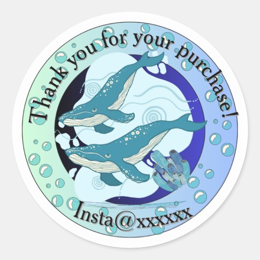 Walvis thema | Bedankt sticker | (Voorkant)