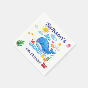 Walvis Thema Zomer Kinderen Verjaardagsfeestje Servet