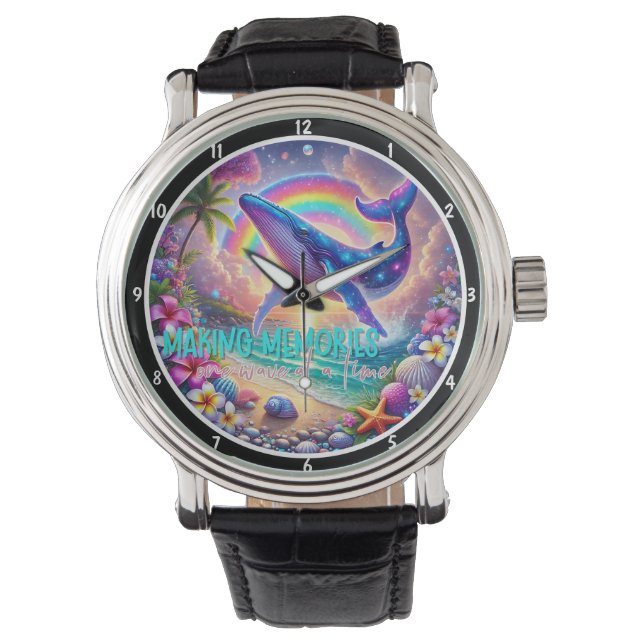 Walvis-Thematisch decoratieve oceaan, schelpen, re Horloge (Voorkant)
