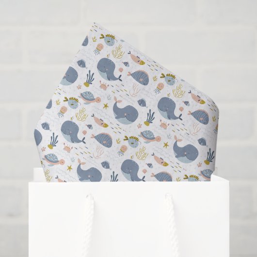 Walvis Tissuepapier, Oceaan Cadeau Tissuepapier (Cadeauzakje)