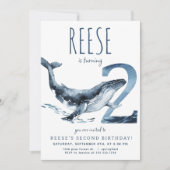 Walvis tweede verjaardag uitnodiging (Voorkant)