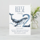 Walvis tweede verjaardag uitnodiging (Staand voorkant)