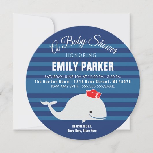 walvis  | Uitnodiging tot Baby shower (Voorkant)