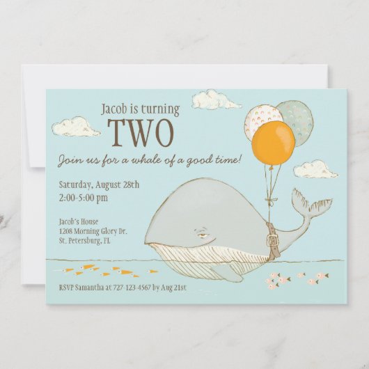 Walvis van een goede tijd 2e verjaardag nautisch t kaart (Voorkant)