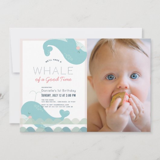 Walvis van een goede tijd Roze Meisje 1e verjaarda Kaart (Voorkant)