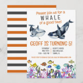 Walvis van een leuke tijd, verjaardagsfeestje Trop Kaart (Voorkant / Achterkant)