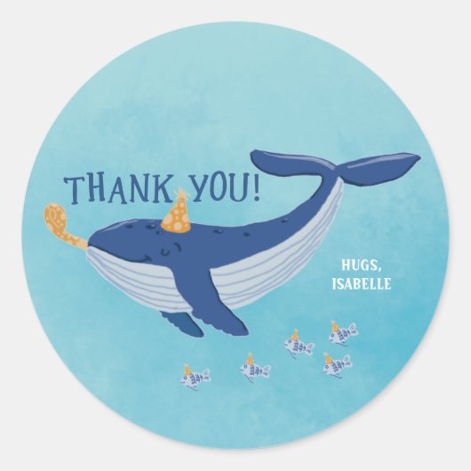 Walvis van een Tijd Feest Bedankt Sticker (Voorkant)