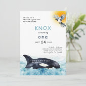 Walvis van een Tijd Orca Verjaardagsfeest II Kaart (Staand voorkant)
