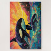 🐙Walvis van een tijd: Orka moeder en kalf Legpuzzel (Verticaal)