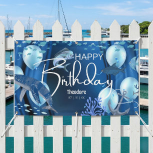Walvis van een Tijd Verjaardagsbanner Spandoek