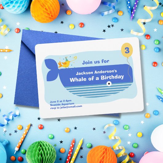 Walvis van een verjaardagsfeest kaart