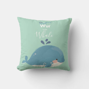 Walvis • Voeg je naam toe Leuke Alfabet Monogram Kussen
