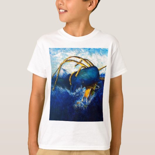 walvis Vs Colossal Squid Seascape Painting T-shirt (Voorkant)
